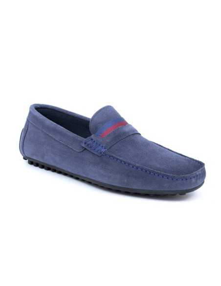 Mocasín de ante con antifaz color azul
