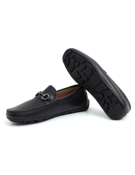 Black leather moccasin