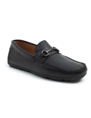 Black leather moccasin