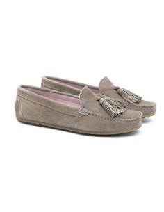 Beige suede women's moccasins