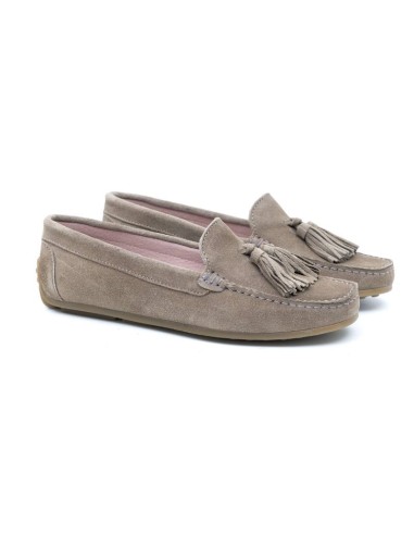 Beige suede women's moccasins