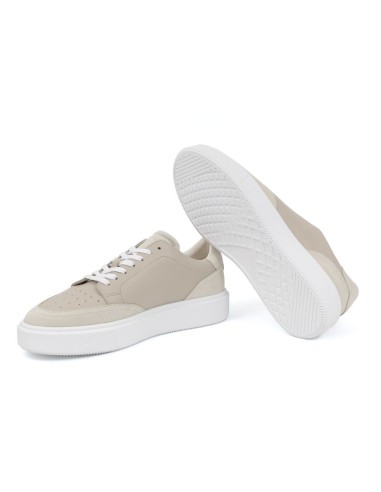 Sneakers de piel combinado con ante color beige