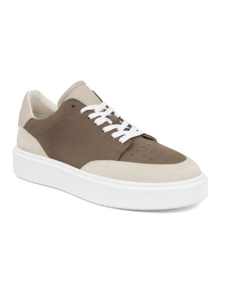 Brown leather sneakers