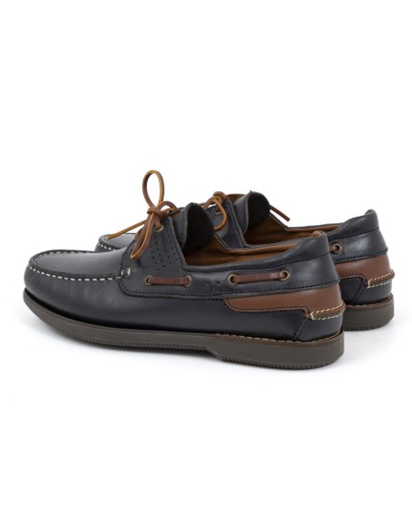 Blue leather boat shoe
