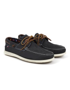 Blue leather boat shoe