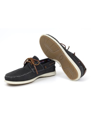 Blue leather boat shoe