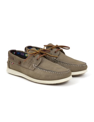 Grey leather boat shoe