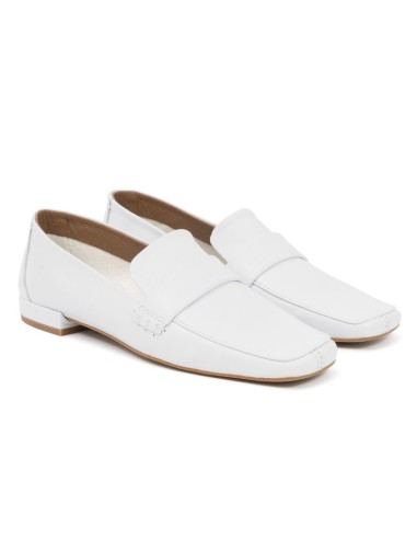Mocasines de mujer de piel liso color blanco