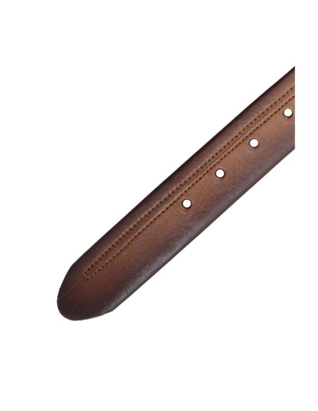 Cinturón de piel con costura color cuero