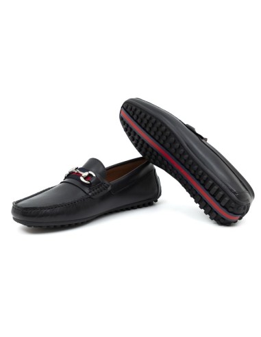 Black leather moccasin