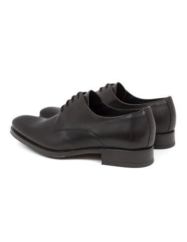 Derby de piel acabado a mano color marrón