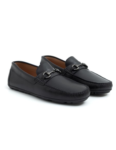 Black leather moccasin