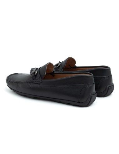 Black leather moccasin