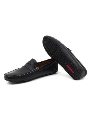 Black leather moccasin