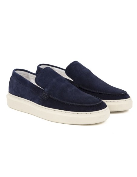Mocasín de ante liso color azul