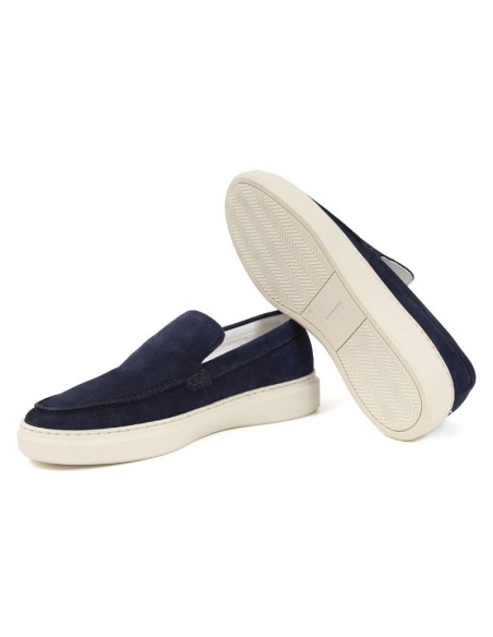 Mocasín de piel con antifaz color azul