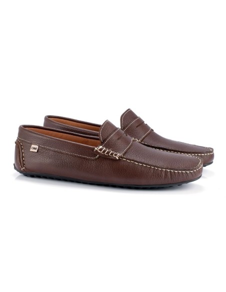 Brown leather moccasin