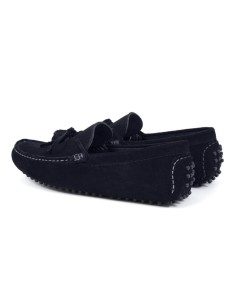 Mocasín de ante con lazo color azul 2