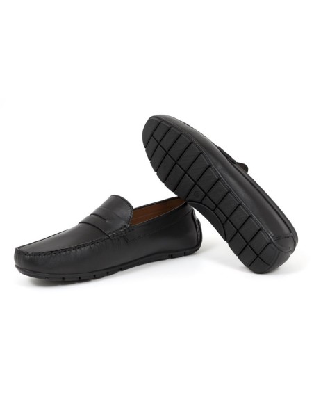 Black leather moccasin