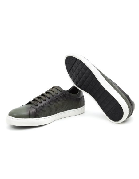 Green leather sneakers