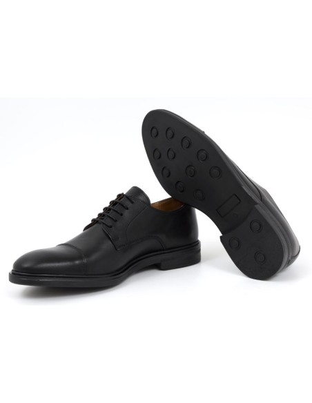 Black leather derby