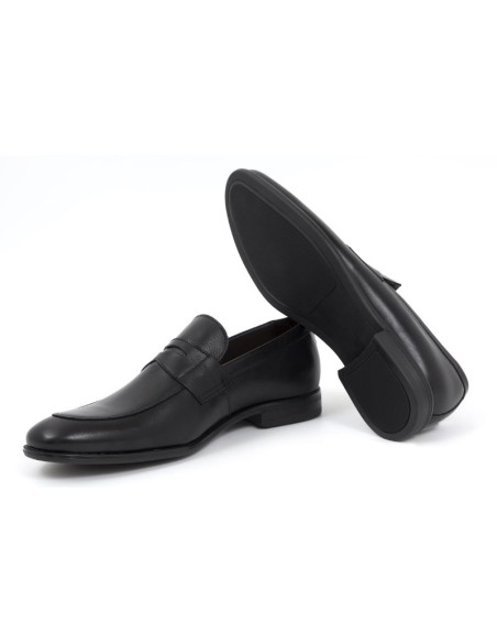 Black leather moccasin