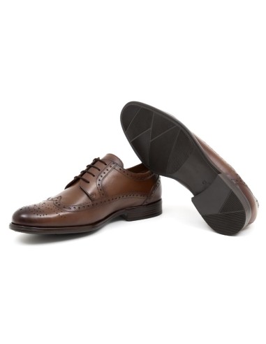 Derby de piel brogado color cuero