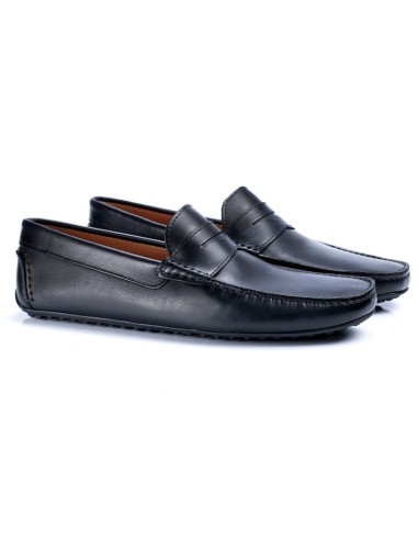 Black leather moccasin
