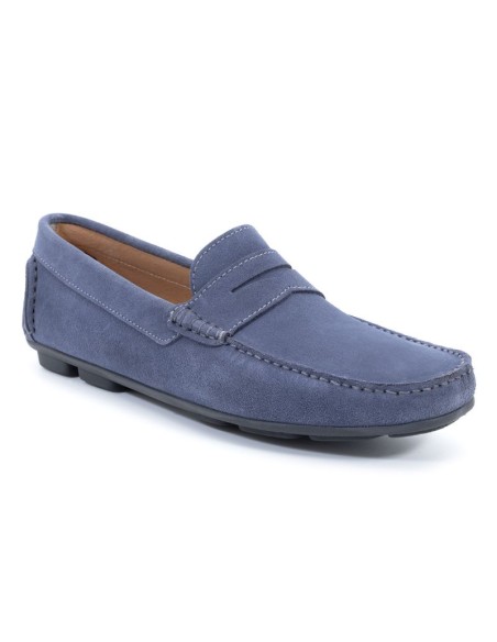 Blue suede moccasin