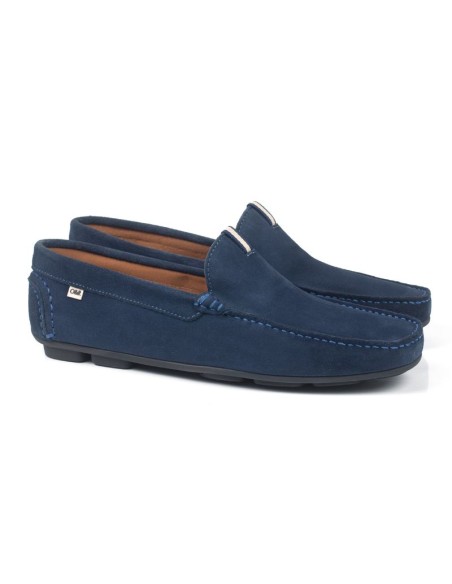 Blue suede moccasin