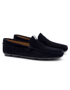Blue suede moccasin