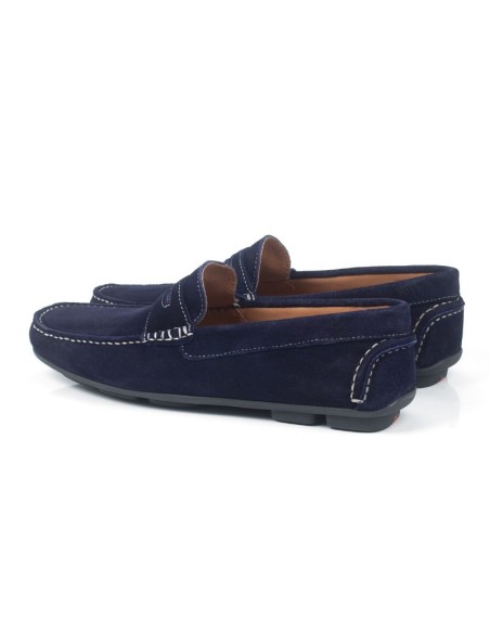 Mocasín de ante con antifaz color azul