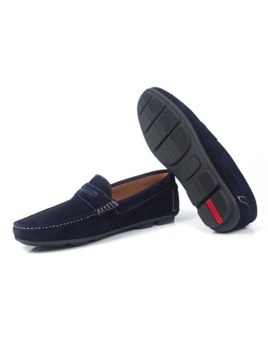 Mocasín de ante con antifaz color azul