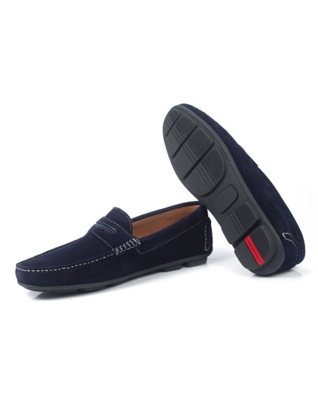Blue suede moccasin