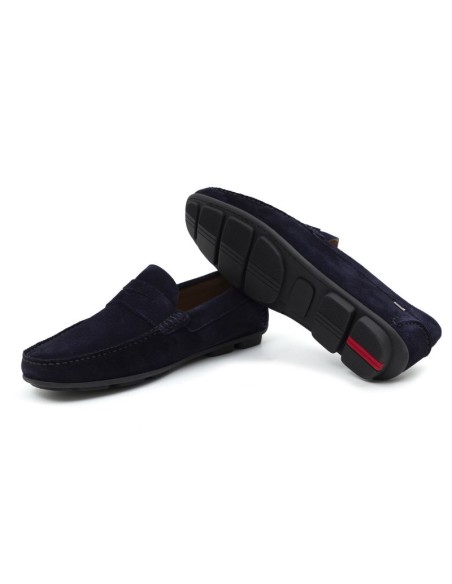 Blue suede moccasin