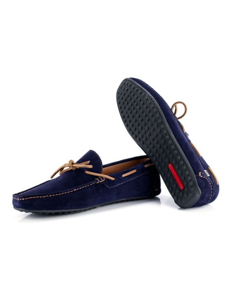 Blue suede moccasin