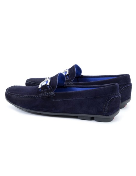Blue suede moccasin