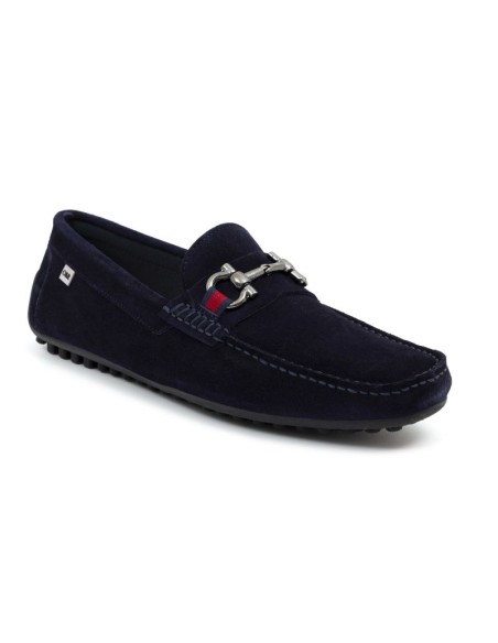 Blue suede moccasin