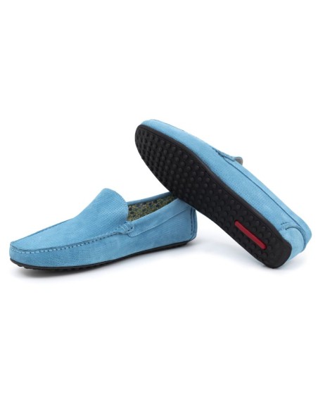 Blue suede moccasin