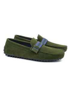 Green suede moccasin