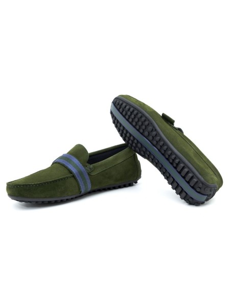 Green suede moccasin