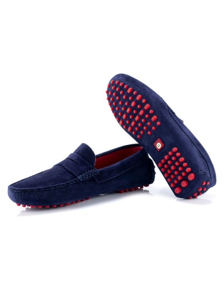 Blue suede moccasin