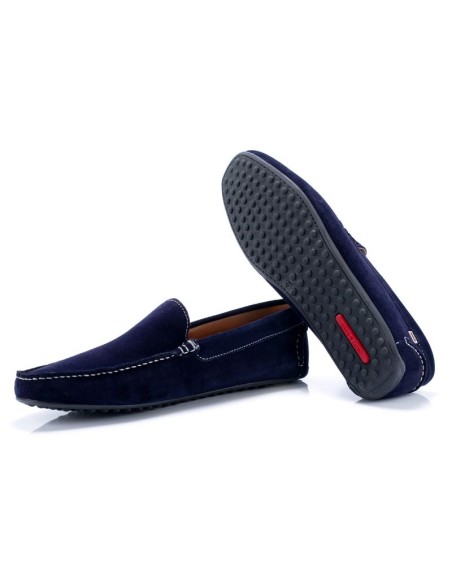 Blue suede moccasin