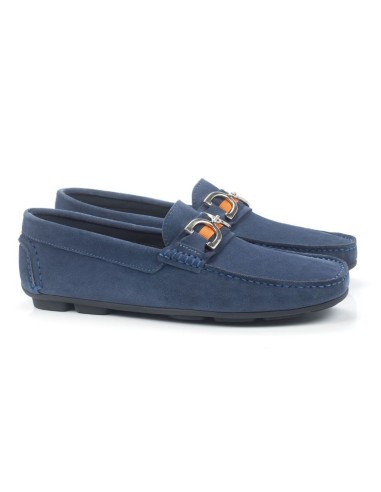 Blue suede moccasin