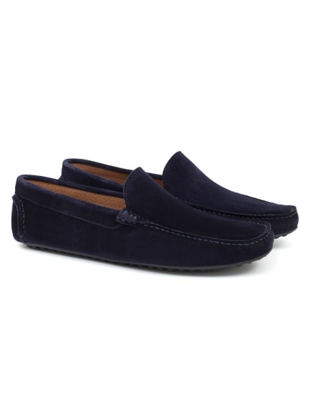 Blue suede moccasin