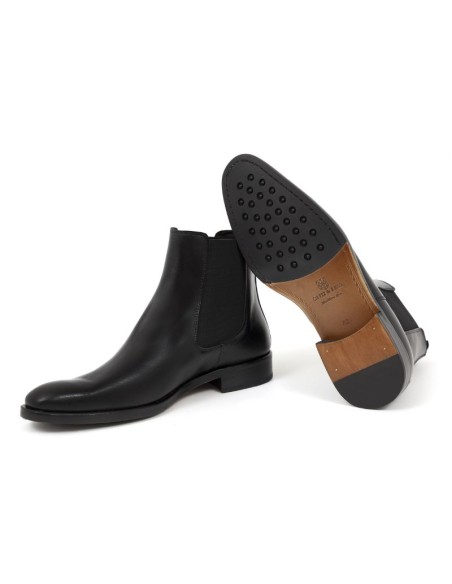 Black leather chelsea boots