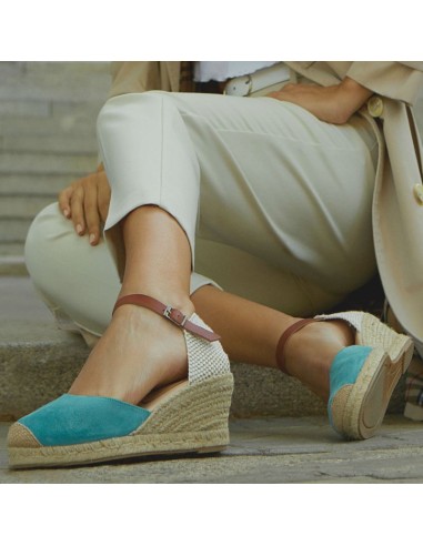 Blue suede espadrilles for women