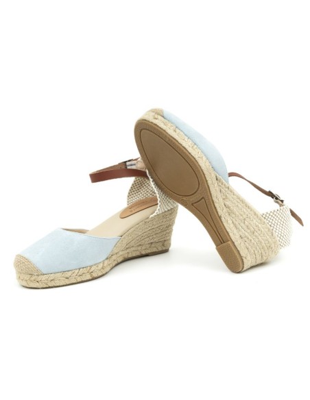 Blue suede espadrilles for women