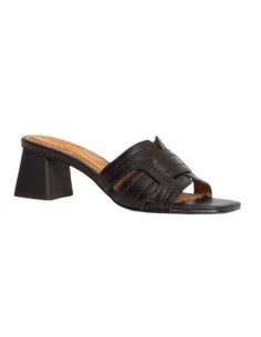 Black solid color women's sandals