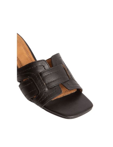 Black solid color women's sandals